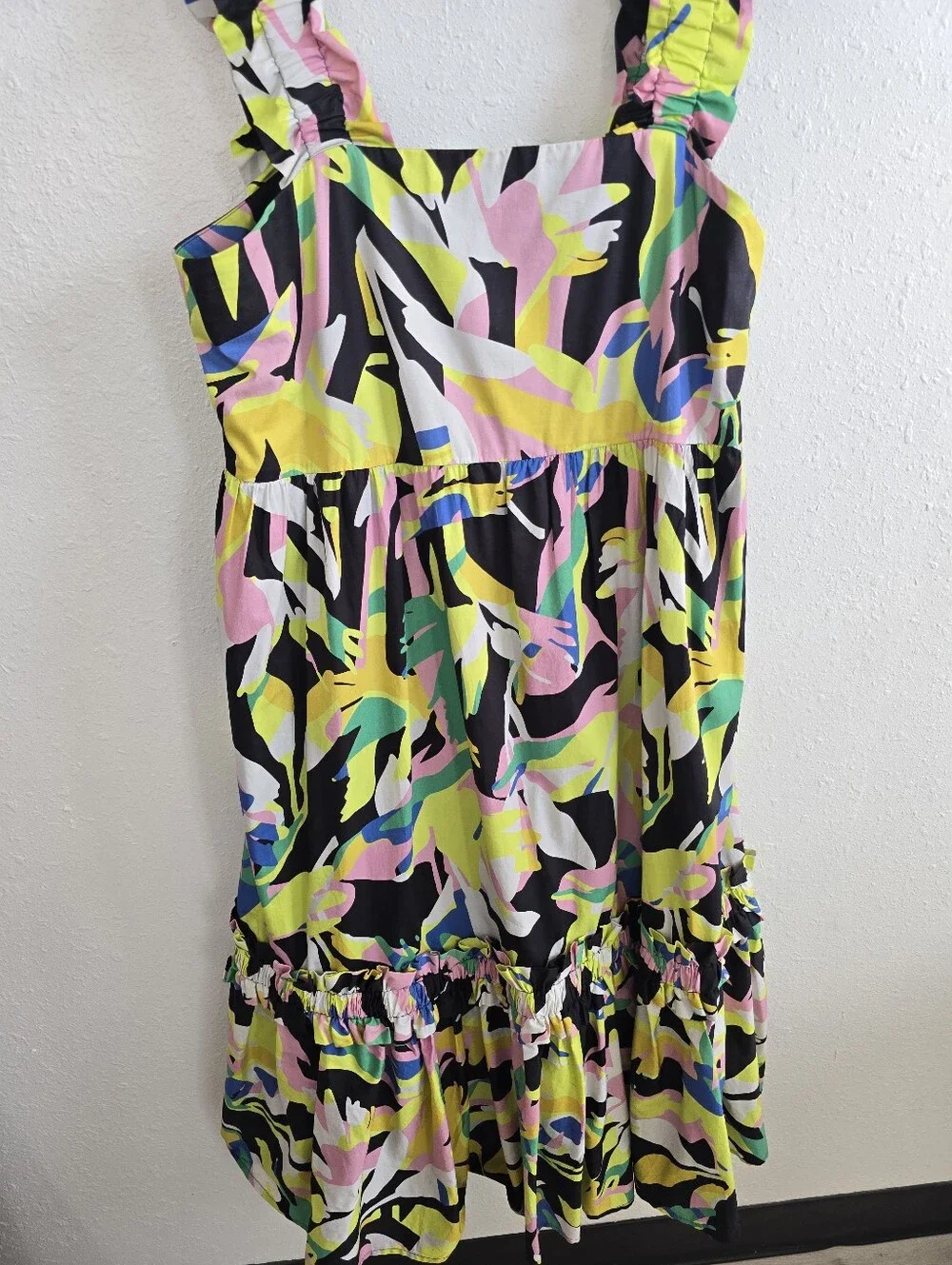 Crosby Bowie Sleeveless Multicolor Tropical Floral Print Midi Dress Sz Medium